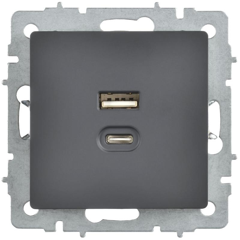 BRITE Роз. USB A+C 45Вт высокоск. зар. РЮ11-2-БрГ граф. | BR-U22-045-K53 | IEK — миниатюра 2