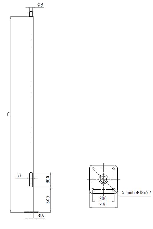Опора освещения PODIUM 3M D89 T1 RAL9005 (без ЗДФ) | 4702001610 | Световые Технологии — миниатюра 2