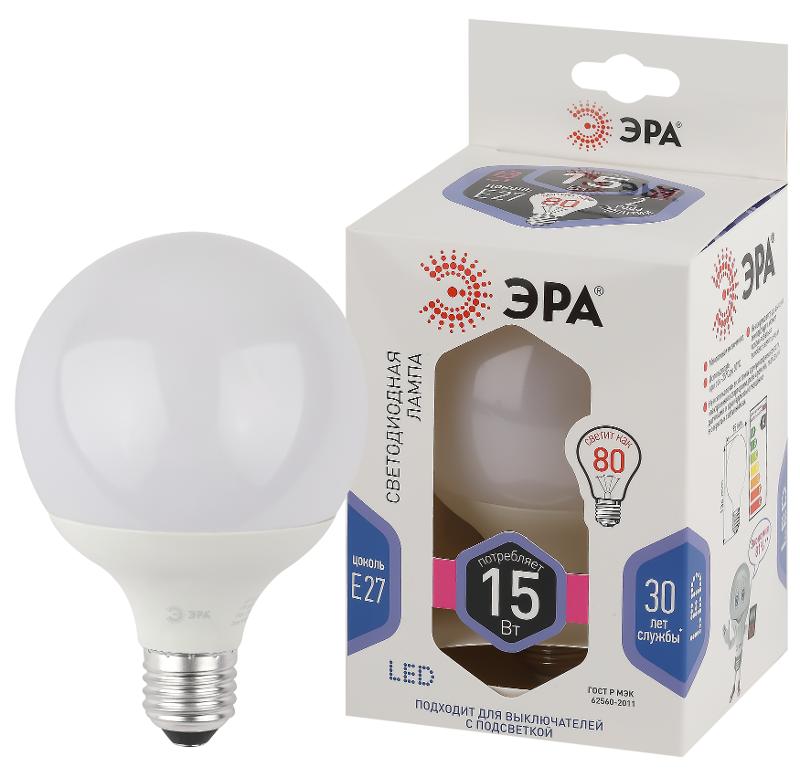 Лампа светодиодная LED G95-15W-6000K-E27 (диод, шар декор, 15Вт, холод, E27) (20/560) | Б0049079 | ЭРА — миниатюра 4