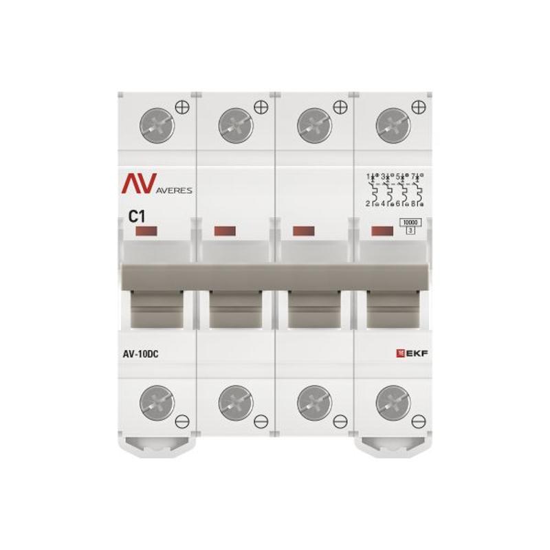 Выключатель автоматический AV-10 DC 4P 1A (C) 10kA  AVERES |mcb10-DC-4-01C-av| EKF — миниатюра 10