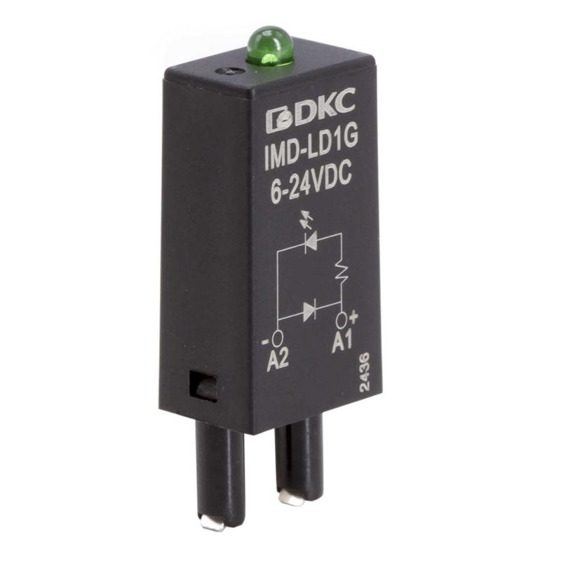 Модуль индикации и защиты, LED зеленый+диод (A1+), 6-24V DC | IMD-LD1G | DKC — DKC (ДКС)