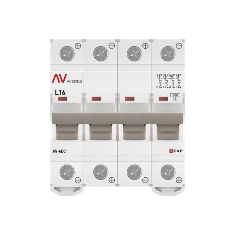 Выключатель автоматический AV-6 DC 4P 16A (L) 6kA AVERES | mcb6-DC-4-16L-av | EKF — миниатюра 4