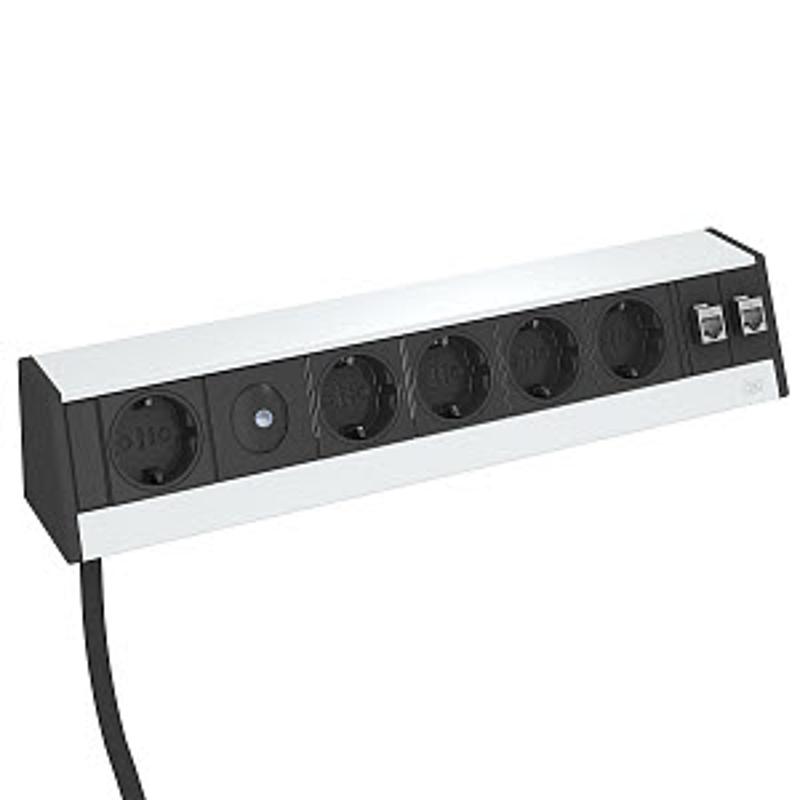 Настольный бокс укомплектованный DB (5 розеток 220В, 2 RJ45 категория 6 экранированные) алюминий | 6116957 | OBO Bettermann — OBO Bettermann