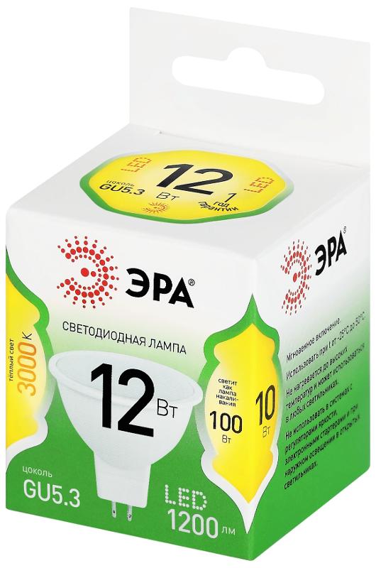 Лампа светодиодная  GREEN LINE LED MR16-12W-830-GU5.3 GL GU5.3 12 Вт софит теплый свет | Б0066978 | ЭРА — миниатюра 3