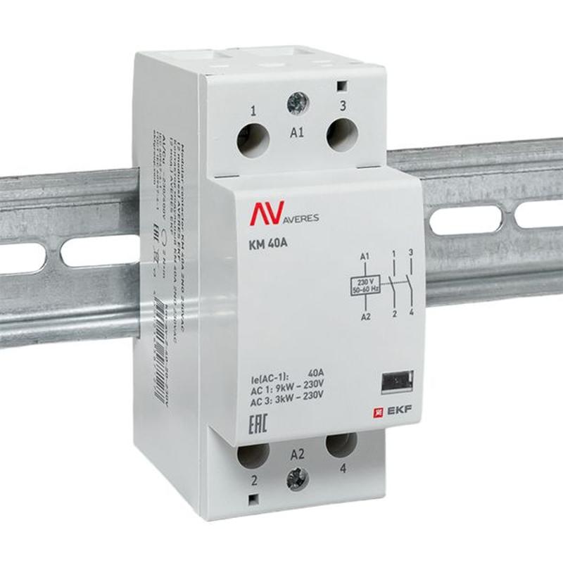 Контактор модульный КМ 40А 2NО 230VAC (2 мод.) AVERES | km-av-2-40-20-230V | EKF — миниатюра 2