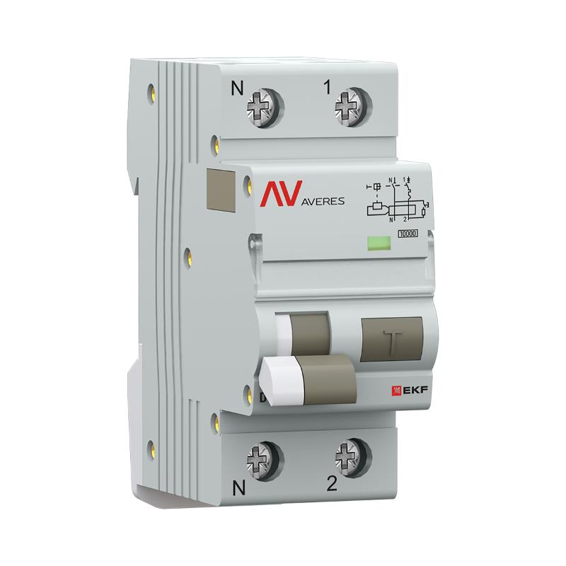 Дифференциальный автомат (УЗО) DVA-10 1P+N 40А (D) 30мА (A) 10кА  AVERES |rcbo10-1pn-40D-30-a-av| EKF — миниатюра 2