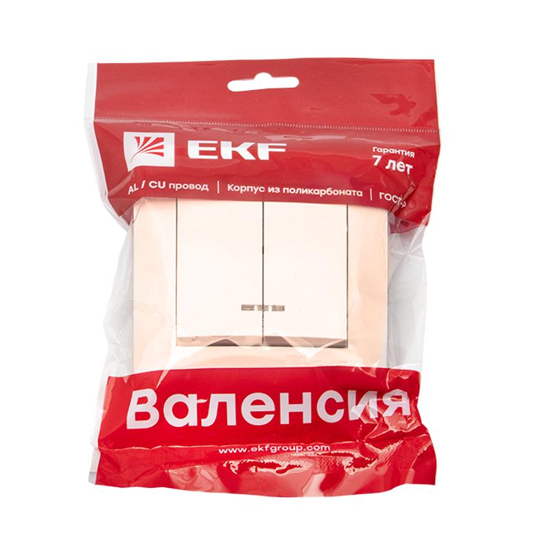 Валенсия выключатель 2-кл. 10А кремовый с индикатором EKF PROxima |  EWV10-123-20 |  EKF — миниатюра 2