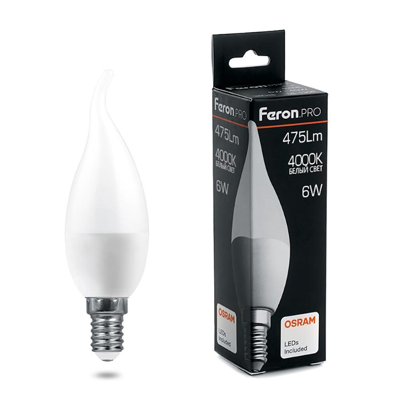Лампа светодиодная .PRO LB-1306 Свеча E14 6W 4000K OSRAM LED | 38048 | Feron — Feron