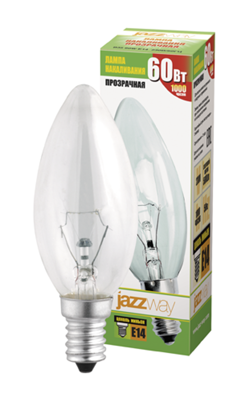 Лампа накаливания ЛОН 60Вт E14 240В B35 clear | 3320553 | Jazzway — миниатюра 2