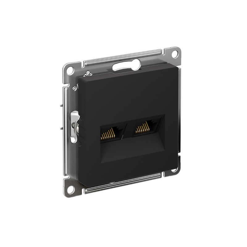 AtlasDesign Карбон Розетка 2-ая компьютерная RJ45+RJ45, кат.5E, механизм | ATN001085 | SE — Systeme Electric