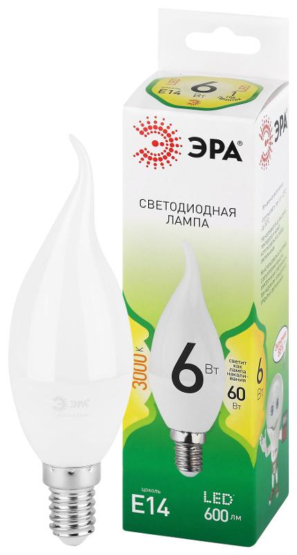 Лампа светодиодная  GREEN LINE LED BXS-6W-830-E14 GL E14 6 Вт свеча на ветру теплый свет | Б0067119 | ЭРА — ЭРА (Энергия света)