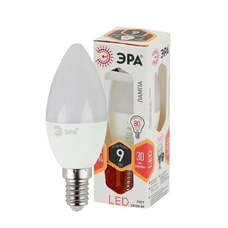 Лампа светодиодная СТАНДАРТ LED B35-9W-827-E14 (диод, свеча, 9Вт, тепл, E14) | Б0047935 | ЭРА — миниатюра 1