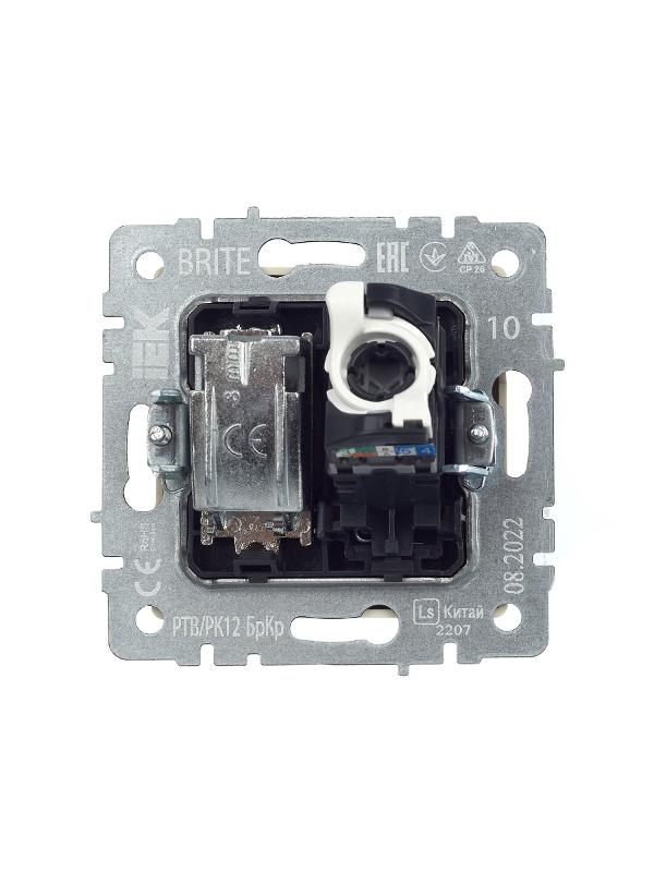 BRITE Розетка двойная TV+RJ45 кат.5E РТВ/РК12-БрКр бежевый | BR-AK20-1-K10 | IEK — миниатюра 4
