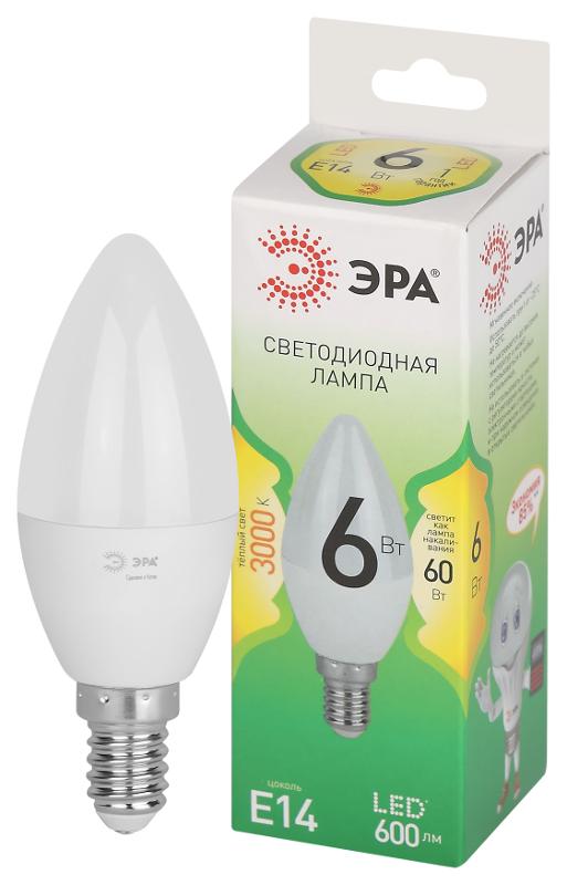 Лампа светодиодная  GREEN LINE LED B35-6W-830-E14 GL E14 6 Вт свеча теплый свет | Б0067122 | ЭРА — миниатюра 1