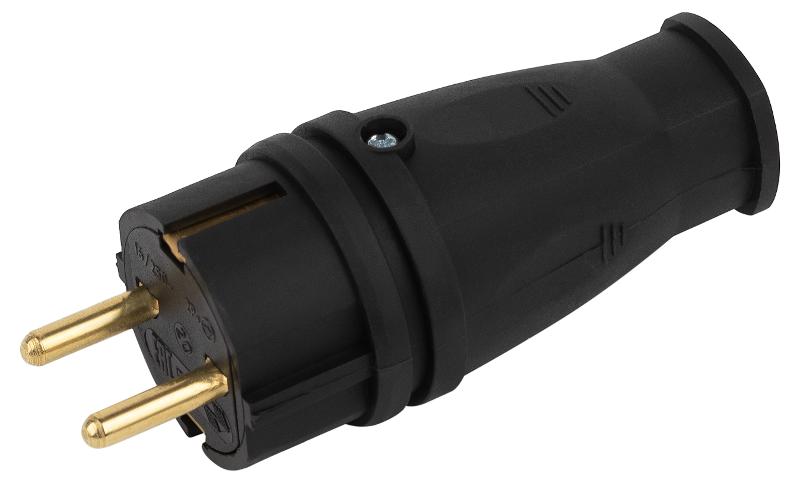 Вилка каучуковая c заземлением 16А IP44 прямая черная VX10-B-IP44 | Б0055414 | ЭРА  — ЭРА (Энергия света)