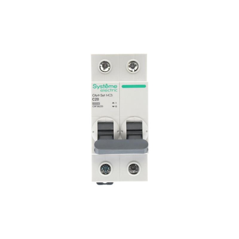 Выключатель автоматический двухполюсный 20A C 6kA City9 | C9F36220 |Systeme Electric — миниатюра 7