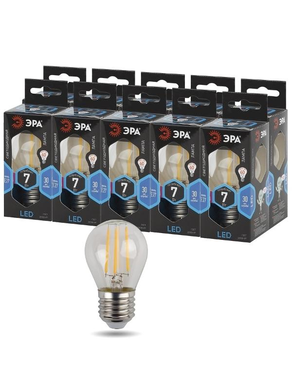 Лампа светодиодная F-LED P45-7W-840-E27 Лампы СВЕТОДИОДНЫЕ F-LED ЭРА (филамент, шар, 7Вт, нейтр, E27) | Б0027949 | ЭРА — миниатюра 4