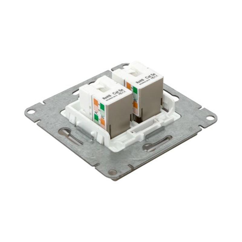 Механизм розетки RJ45 - 2шт, (cat5), шампань Эпика  |UP1-SOC-2RJ45-5| EKF — миниатюра 10