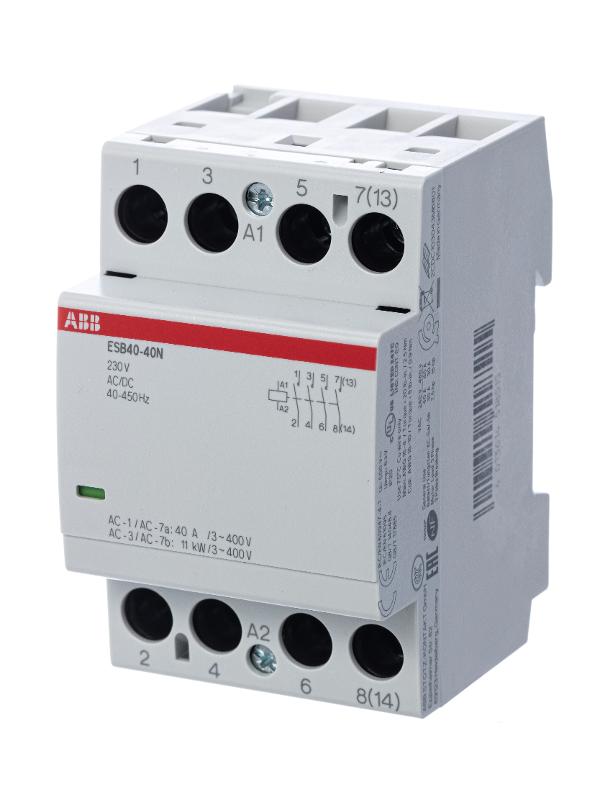 Контактор ESB40-40N-06 модульный (40А АС-1, 4НО), катушка 230В AC/DC | 1SAE341111R0640 | ABB — ABB