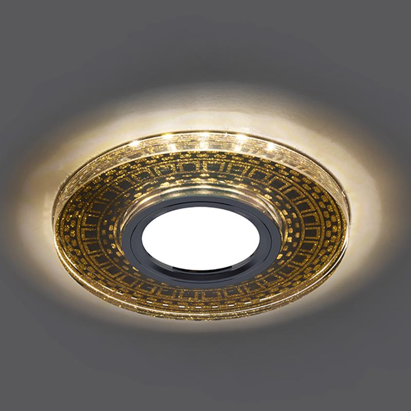 Светильник точечный встраиваемый под лампу, с подсветкой CD981 15LED*2835 SMD 4000K, MR16 50W G5.3, прозрач., золото (он же BS-CD981) | 32438 | FERON — миниатюра 2