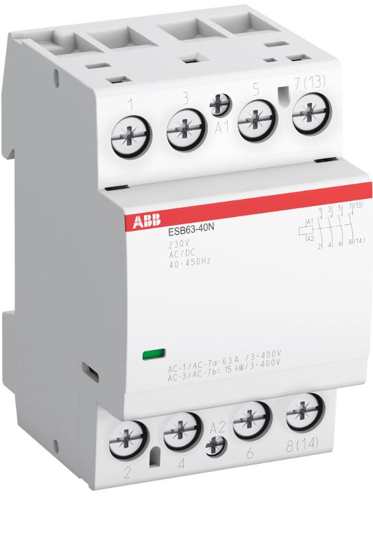 Контактор ESB63-40N-08 модульный (63А АС-1, 4НО), катушка 415В AC/DC | 1SAE351111R0840 | ABB — ABB