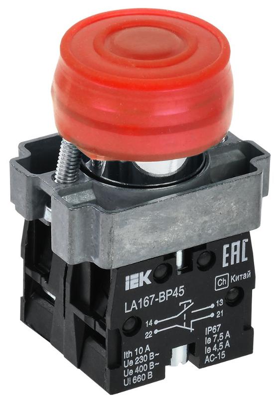 Кнопка LA167-BP45 d=22мм 1з+1р красная | BBT20-BP45-3-22-67-K04 | IEK — фото 1 | Sento