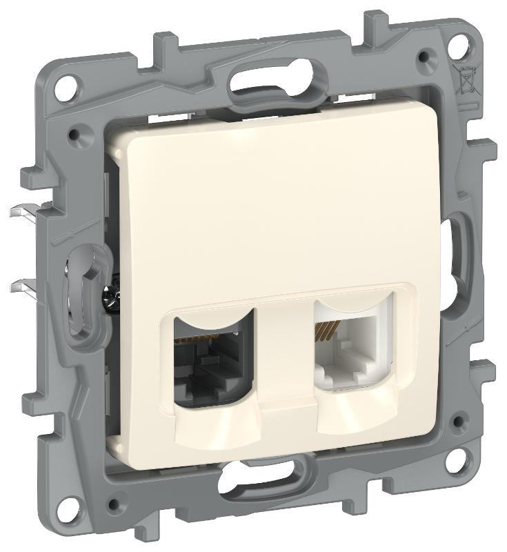 Etika Слоновая кость Розетка двойная RJ11+RJ45 кат.5E UTP  | 6723521 | IEK — IEK (ИЭК)