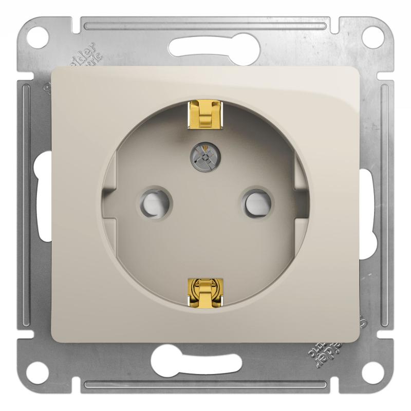 Glossa Молочный Розетка с заземлением со шторками | GSL000945 | SE — Systeme Electric