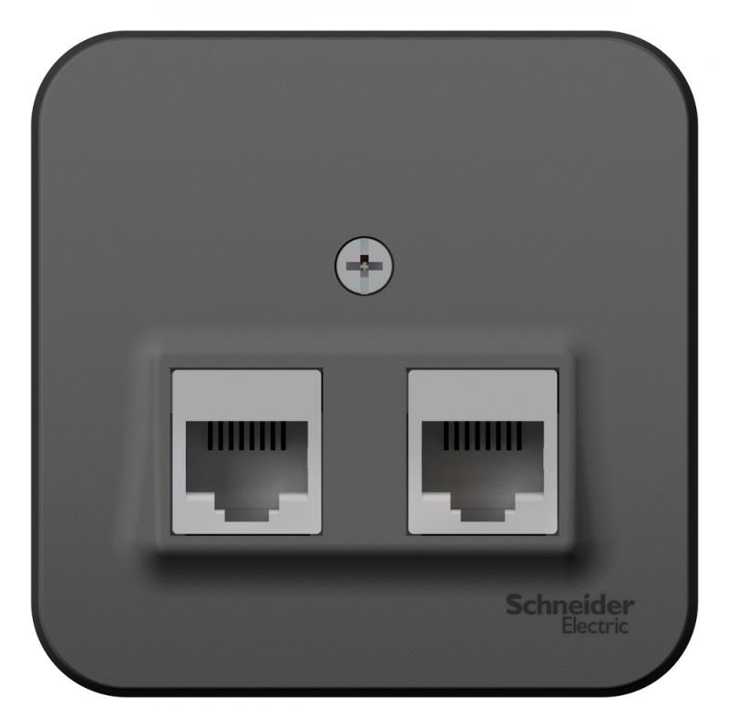 Blanca Антрацит О/У с изолирующей пластиной Розетка 2-ая компьютерная RJ45, кат.5E, | BLNIA045456 | SE — миниатюра 3