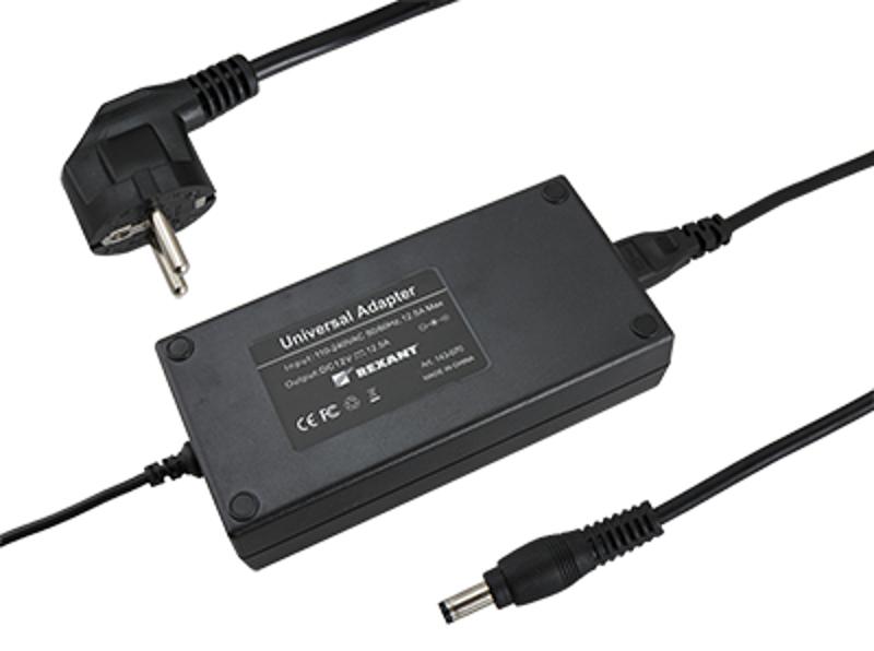 Источник питания 110-220V AC/12V DC, 12,5А, 150W с DC разъемом подключения 5.5*2.1, без влагозащиты (IP23) | 200-150-3 | REXANT — REXANT