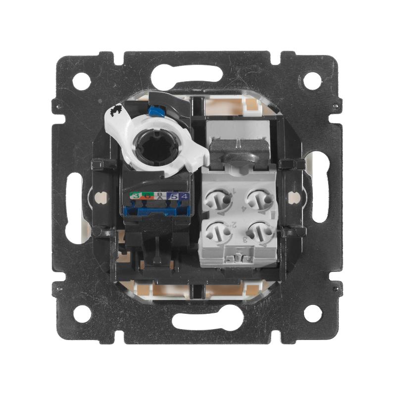 Valena Белый Розетка двойная комп.(RJ45) 1-ая 5 кат UTP + ТЛФ 1-ая (RJ11) — миниатюра 5