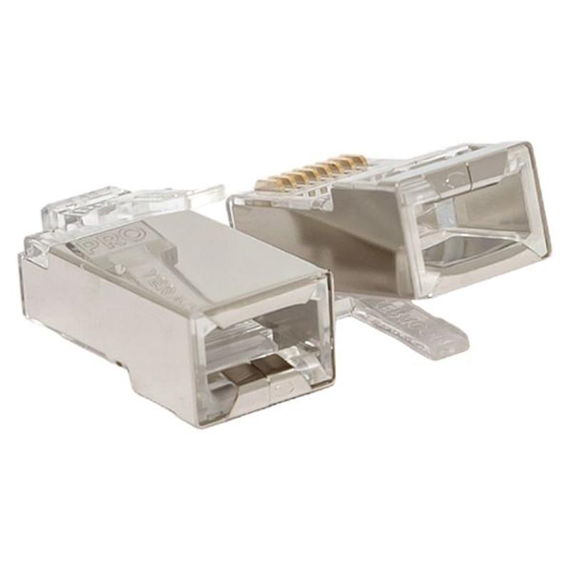 Коннектор RJ-45 TERACOM PRO экранированный 8P8C 30мкд Cat.5E универсальный (упак.20шт) | TRP-PLUG-5EFTP-20 | EKF — миниатюра 6