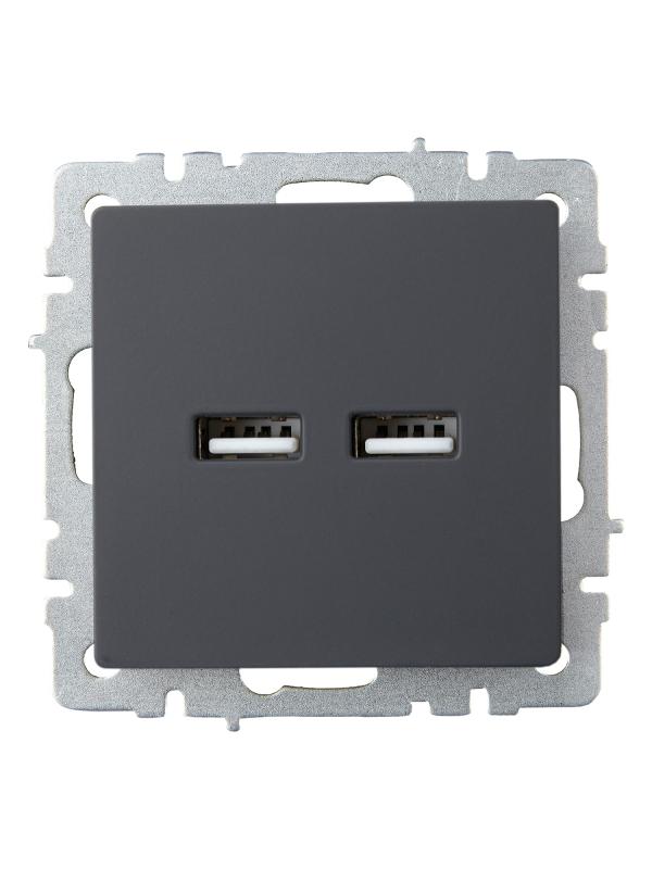 BRITE Розетка USB A+A 3,1А РЮ10-1-БрГ графит | BR-U21-D31-K53 | IEK — миниатюра 2