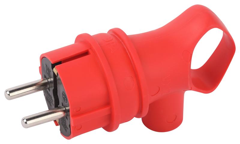 Вилка VX12-R-IP44 каучуковая c заземлением 16А IP44 с кольцом угловая красная |Б0069324| ЭРА — ЭРА (Энергия света)