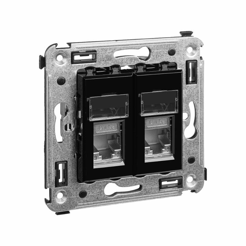 Розетка RJ-45 в стену, 5e двойная экранированная, Avanti, "Черный квадрат" | 4402364 | DKC — миниатюра 6