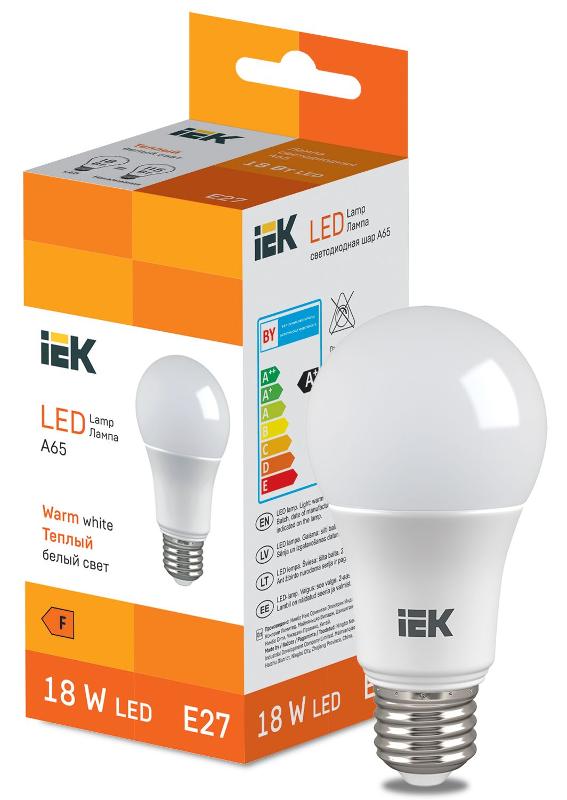 Лампа светодиодная Bulb A65 1850lm 3000K E27 | LL-I-A65-18-230-30-E27 | IEK — IEK (ИЭК)