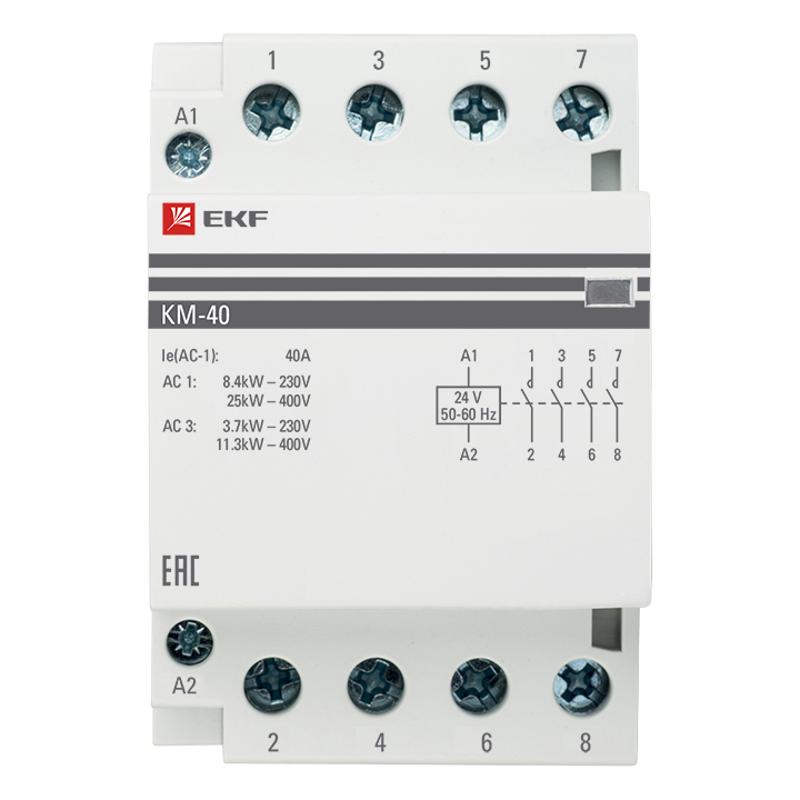 Контактор модульный КМ 40А 4NО (3 мод.) 24В АС EKF PROxima | km-3-40-40-24v | EKF — миниатюра 2
