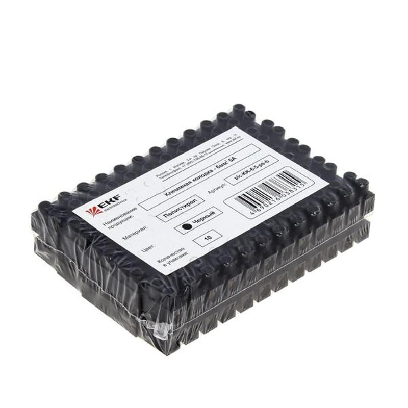 Клеммная колодка 10мм 10А полистирол черная (уп.10шт.) EKF PROxima | plc-KK-10-10-ps-b | EKF — миниатюра 5