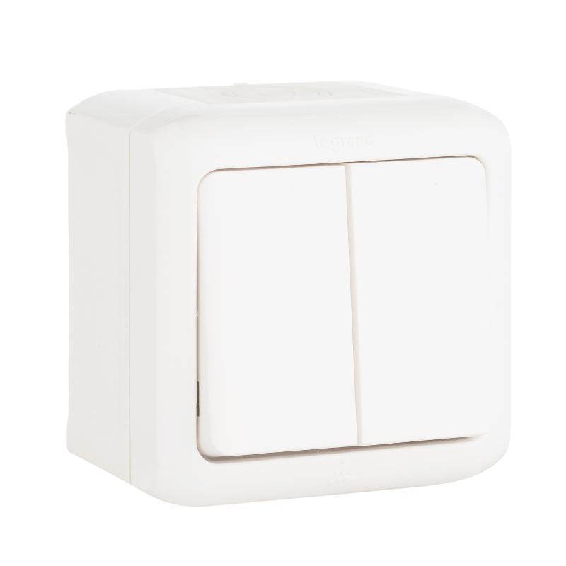 Quteo Белый Выключатель 2-клавишный IP44 10А | 782302 | Legrand — Legrand