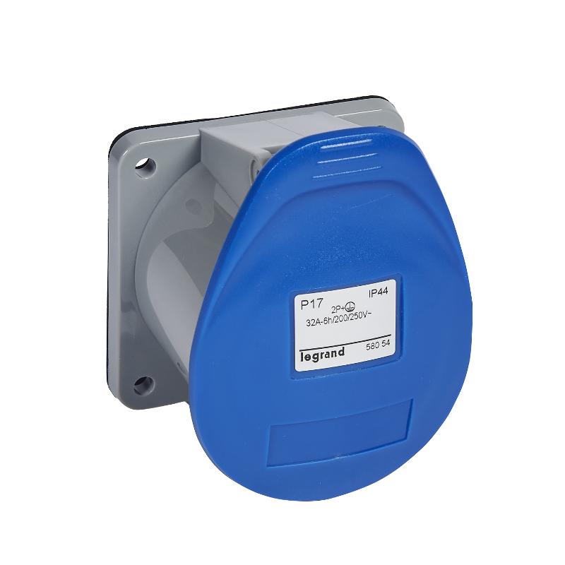 Встраиваемая прямая розетка с уменьшенным фланцем - P17 Tempra Pro - IP 44 - 200/250 В~ - 32 A - 2К+З | 058054 | Legrand — Legrand