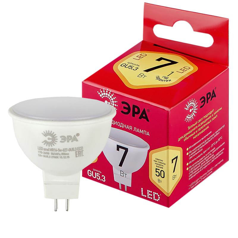 Лампа светодиодная LED MR16-7W-827-GU5.3 R (диод, софит, 9Вт, нейтр, GU5.3) | Б0050231 | ЭРА — ЭРА (Энергия света)