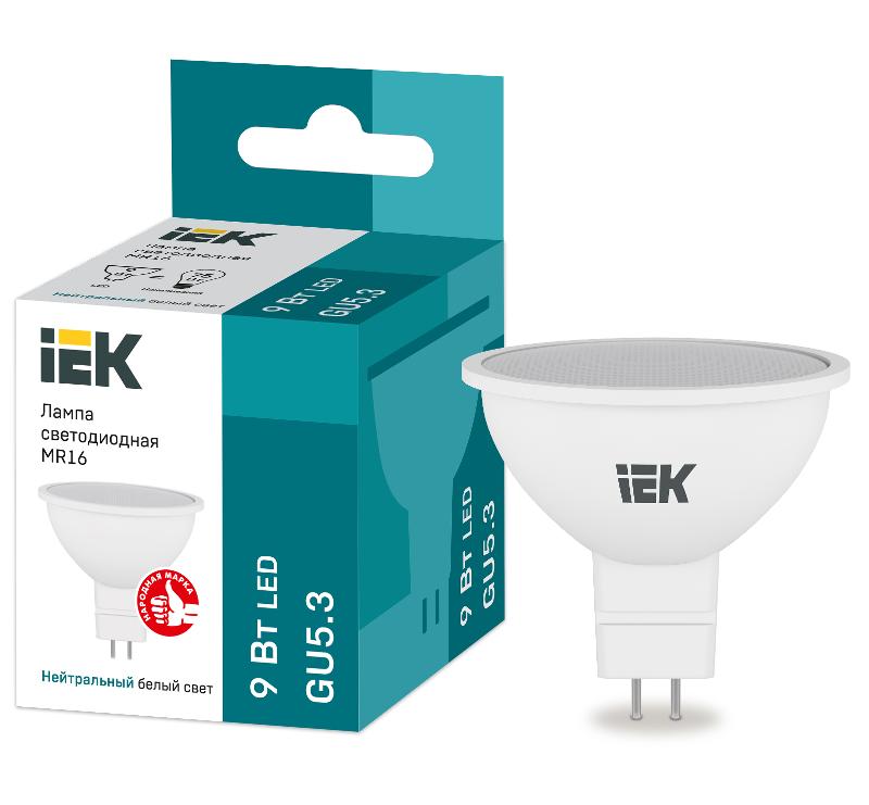 Лампа светодиодная LED MR16 софит 9Вт 230В 4000К GU5.3 | LLE-MR16-9-230-40-GU5 | IEK — IEK (ИЭК)