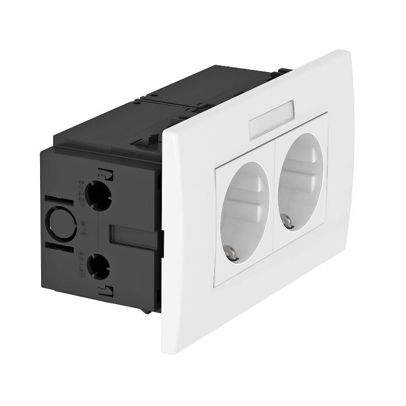 Укомплектованный розеточный блок AR45 (марк.,2xModul45,84x140x59 мм,белый) (SDE-RW D0RW2B) | 6119427 | OBO Bettermann — OBO Bettermann