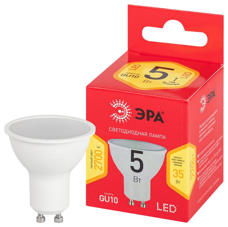 Лампа светодиодная LED MR16-5W-827-GU10 R (диод, софит, 5Вт, тепл, GU10) | Б0051852 | ЭРА — миниатюра 1