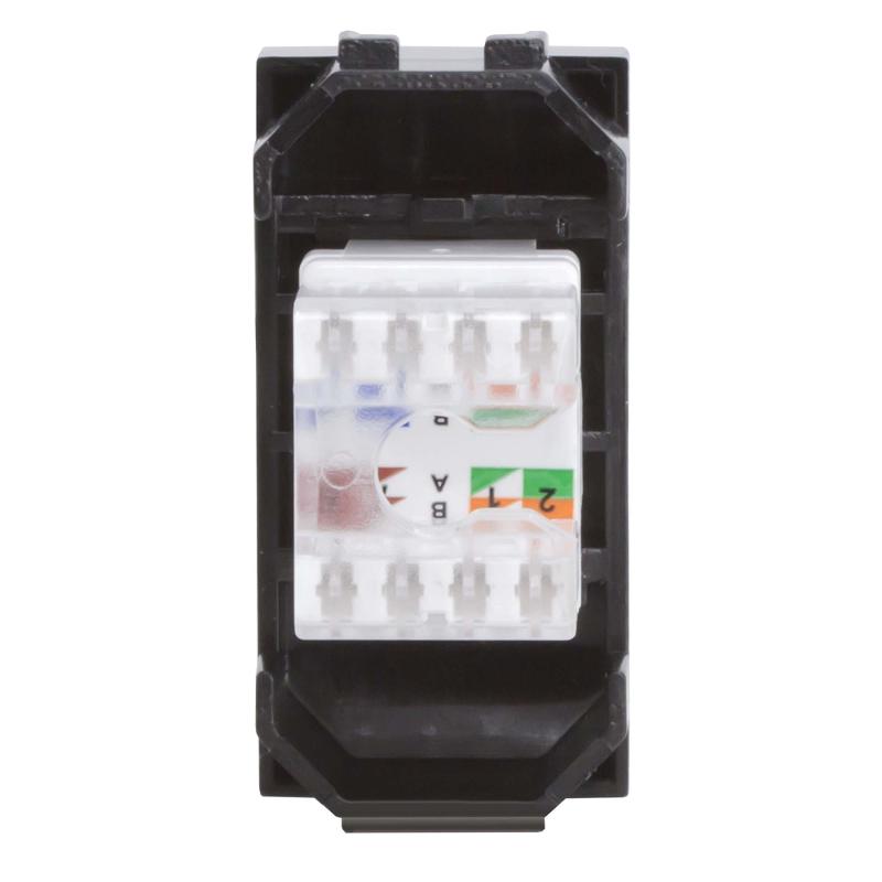 Компьютерная розетка RJ-45. кат.5Е (разъем PcNet). черная. 1мод. Brava | 77654N | DKC — миниатюра 4