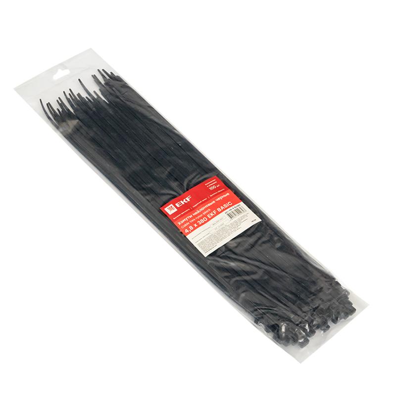 Хомут нейлоновый ЧЕРНЫЙ 4,8х380 (уп./100шт) EKF Simple | plc-cb-4.8x380 | EKF — миниатюра 3