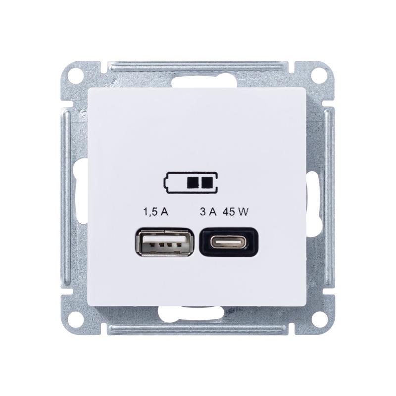 AtlasDesign Лотос USB Розетка A + тип-C 45Вт высокоскоростной заряд QC, PD, механизм | ATN001329 | SE — миниатюра 3