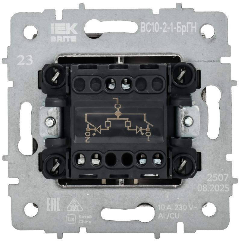 BRITE Выключ. 2-кл. с инд. 10А ВС10-2-1-БрГН мет х/н  | BR-V20-1-10-M-K23 | ИЭК — миниатюра 3