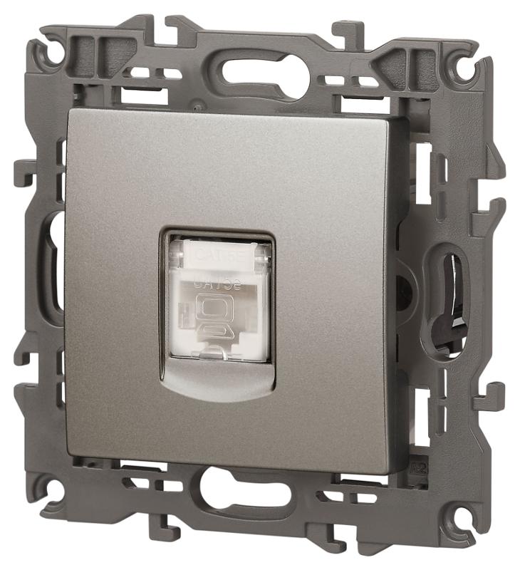Розетка Elegance 14-3107-16 RJ45, титан | Б0065764 | ЭРА — миниатюра 2