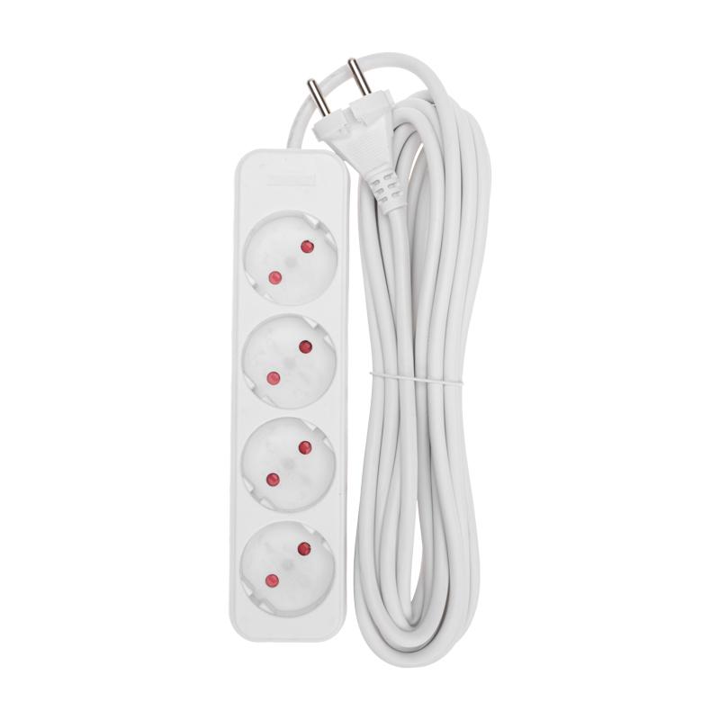 Удлинитель STANDARD 4 гнезда, 5м, 2х1,0мм², б/з, белый | 13-4025 | REXANT — REXANT